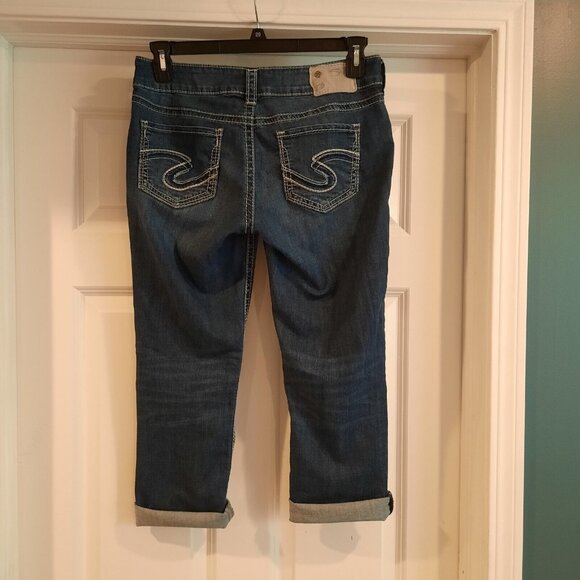 Silver Jeans Womens 29‎ Suki Mid Rise Capri Cropped Denim Stretch - Picture 3 of 11